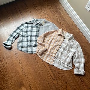 NWT Two XS Cropped Aeropostale Flannel Shirts